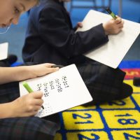 children using wipe boards