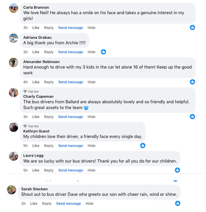 Recent comments on social media regarding our minibus drivers