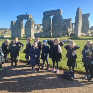 Students on a school trip To Stonehenge